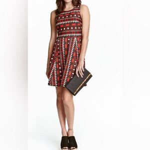 H & M Women A Line  Dress Sleeveless Round Neck Geometric Size S Pullover